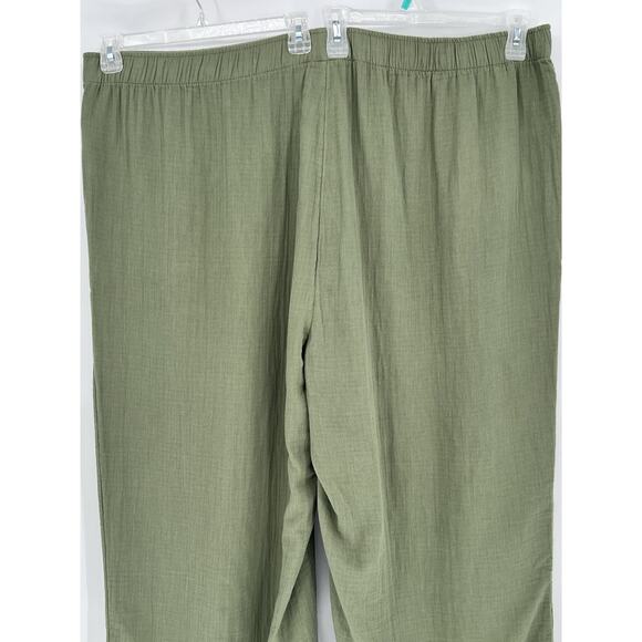 Old Navy High-Waisted Crinkle Gauze Super Wide-Leg Pants Size 4X Olive Green - Picture 10 of 11